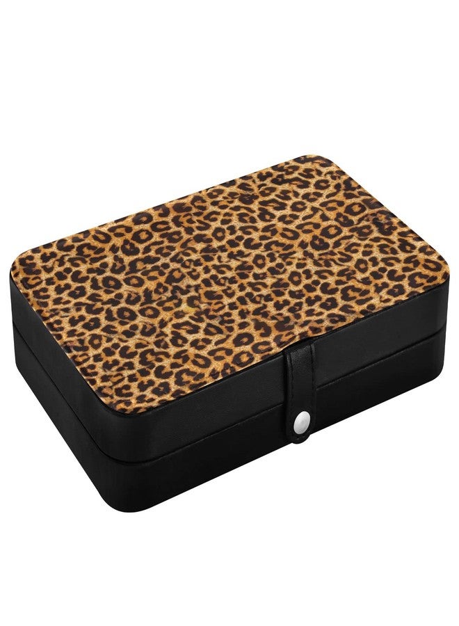 WELLDAY Jewelry Box Portable Travel Jewelry Organizer Storage Leopard Print Pattern Jewelry Travel Case for Necklace, Earrings, Rings, Bracelet - Image 2