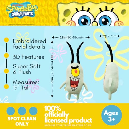 Franco SpongeBob SquarePants Plankton Plush Cuddly Cuddle Pillow Super Soft Cozy 21 Tall Officially Licensed Product by Franco Collectibles - Image 5