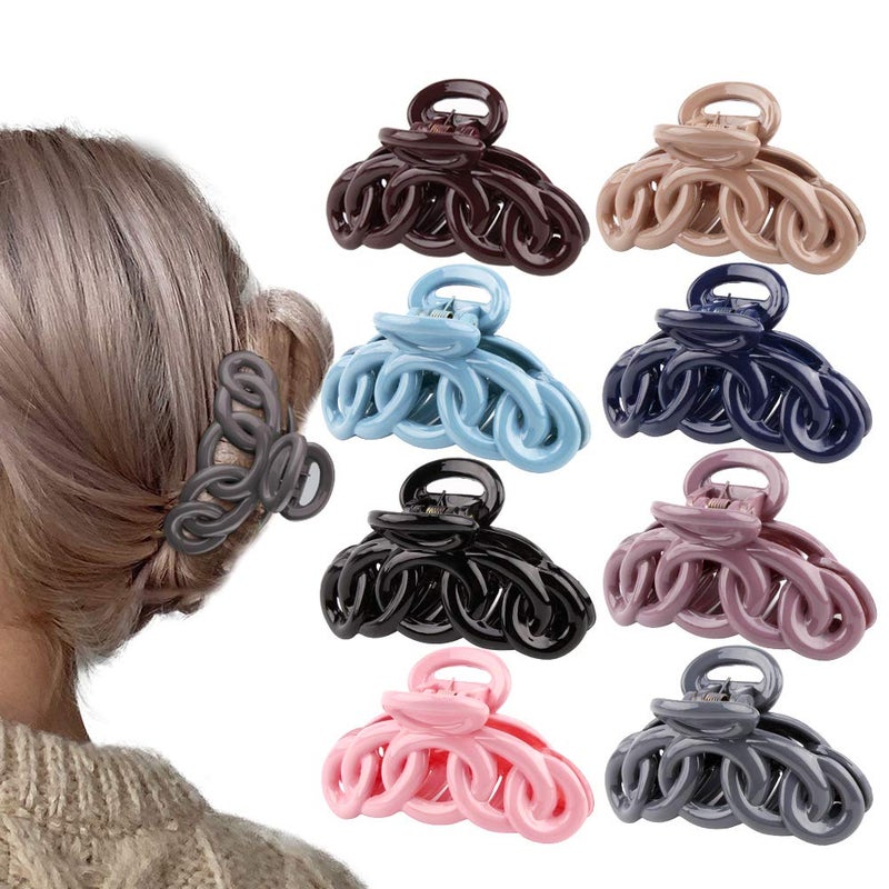 Canitor Hair Clips Set 8PCS Banana Claw Clips for Thin Hair NonSlip Vines Twining French Design Barrettes