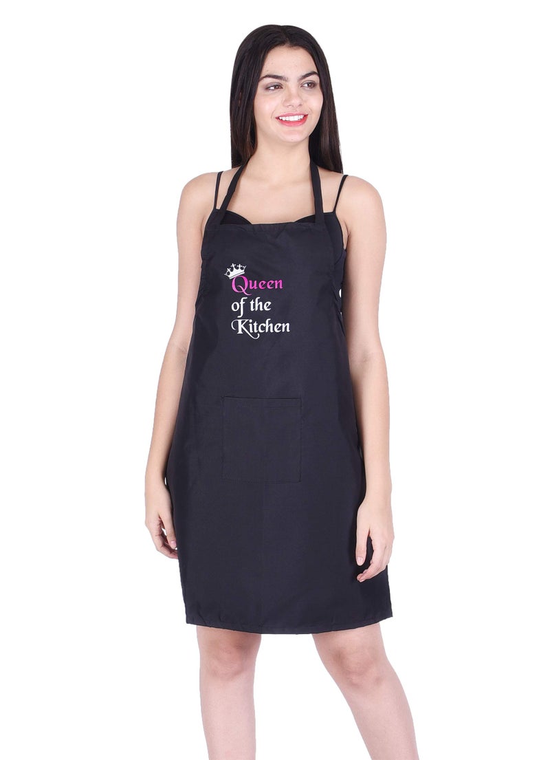 Switchon cotton Polyester mix Printed Free Size Cooking Kitchen waterproof Apron for women -Black 23x30 inch (57x77cm) - Image 1