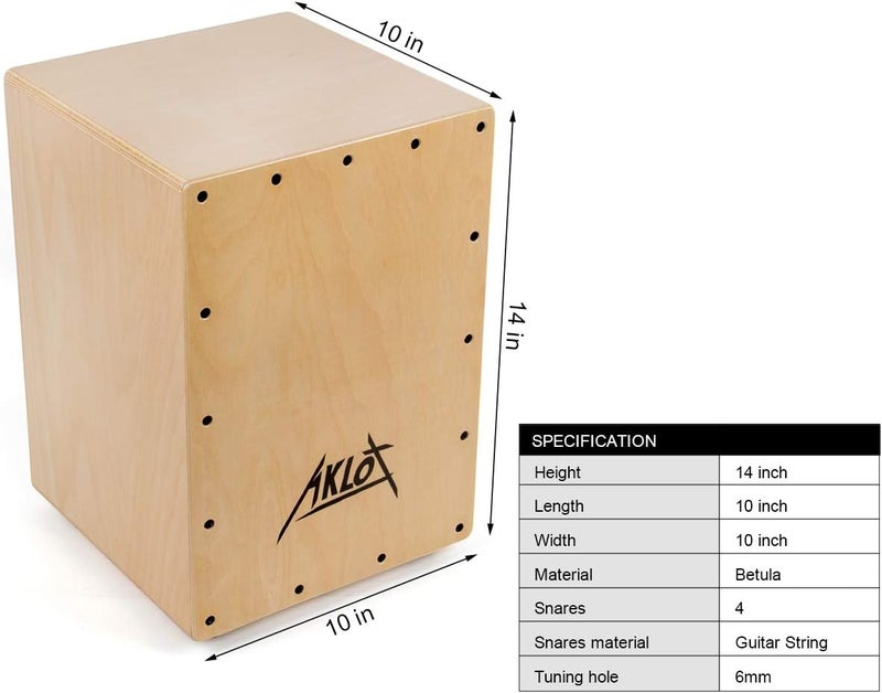 AKLOT صندوق درام كاجون 10" آلات إيقاع كاجون مضغوطة صوت أكوستيك كاجون من خشب بيتولا صندوق إيقاع مع سنارات داخلية قابلة للتعديل مع حقيبة حمل - Image 5