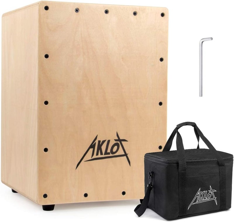 AKLOT صندوق درام كاجون 10" آلات إيقاع كاجون مضغوطة صوت أكوستيك كاجون من خشب بيتولا صندوق إيقاع مع سنارات داخلية قابلة للتعديل مع حقيبة حمل - Image 1