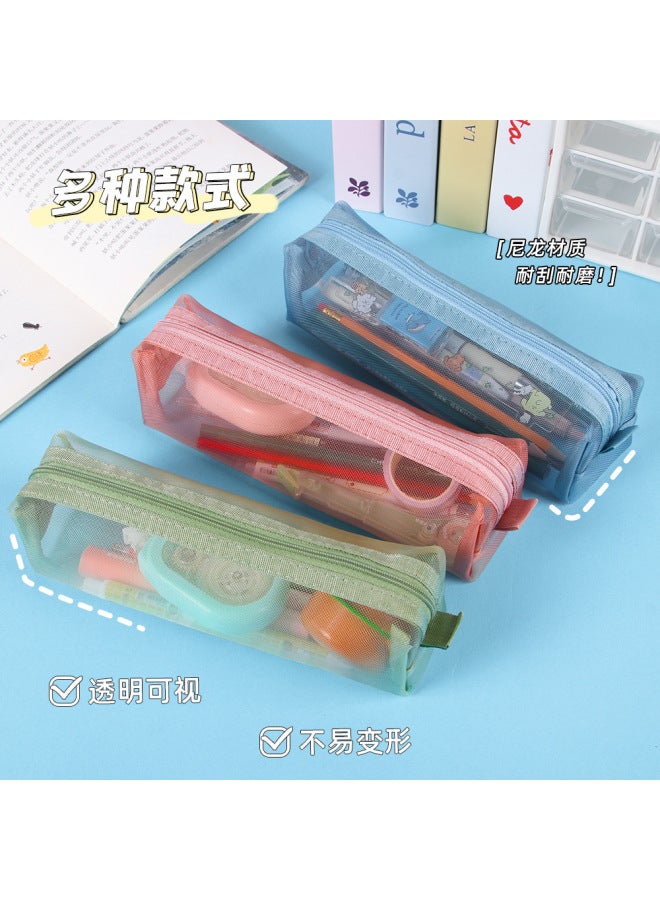 HELPS Nylon Mesh Transparent Pencil Bag For Primary School Students' Examination Single Layer Stationery Box Large Capacity Dirty Resistant Pencil Bag - Image 2