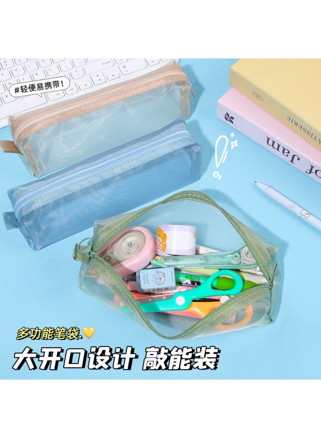 HELPS Nylon Mesh Transparent Pencil Bag For Primary School Students' Examination Single Layer Stationery Box Large Capacity Dirty Resistant Pencil Bag - Image 3