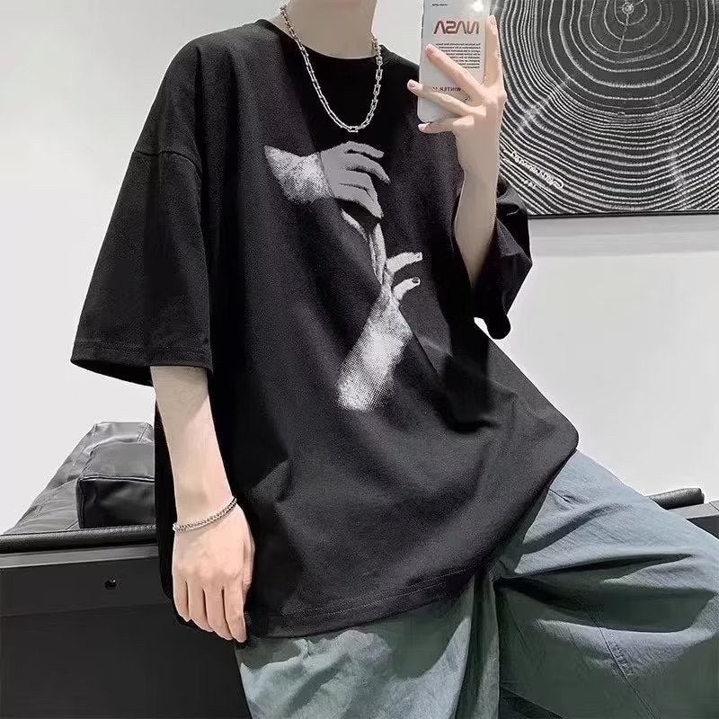 Round Neck T-Shirt Standard City Style Summer Youth Fashion Japanese Style Short Sleeve Trendy Fashion Trendy Brand Men's New Style - Image 3
