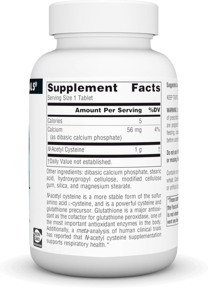 Source Naturals NAcetyl Cysteine Antioxidant Support 1000 mg Dietary Supplement That Supports Respiratory Health  60 Tablets - Image 2