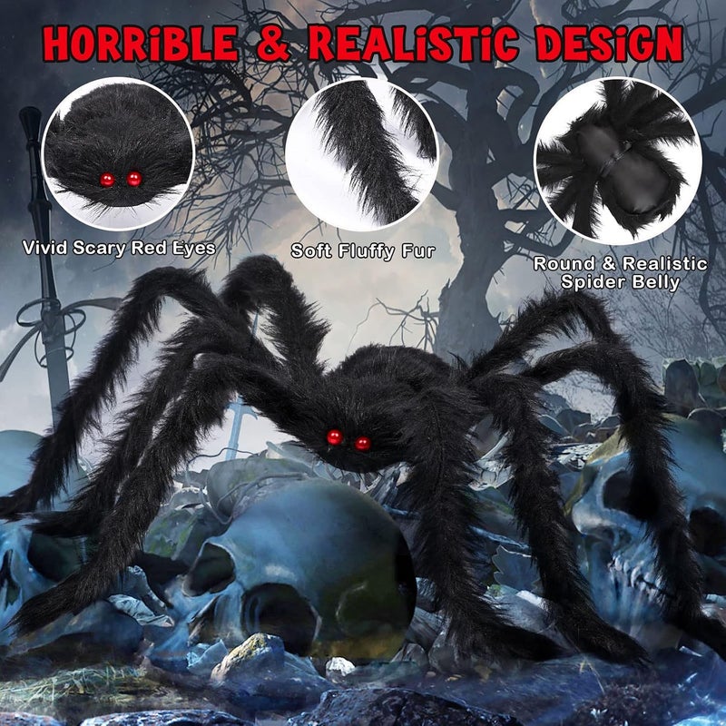 ORWINE 3pcs Halloween Spider Web with Giant Spider Decorations for Indoor and Outdoor - Image 2