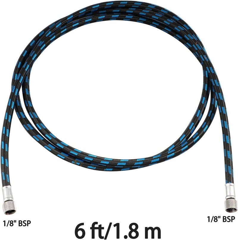 Elephant Airbrush Hose 6 Foot Nylon Braided Air Hose with 18 Size On Both End and Adapter 18 Male 14 Female for Most Airbrush Kit Assorted - Image 2