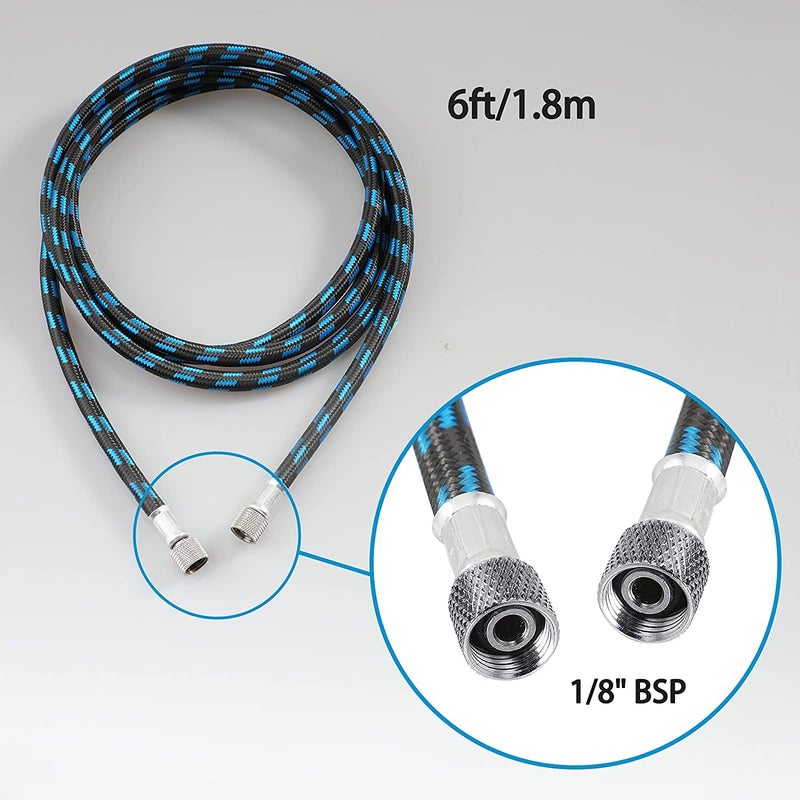 Elephant Airbrush Hose 6 Foot Nylon Braided Air Hose with 18 Size On Both End and Adapter 18 Male 14 Female for Most Airbrush Kit Assorted - Image 4