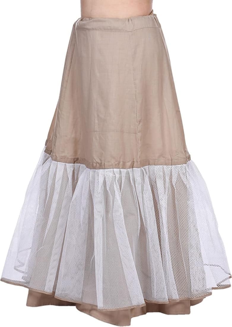 SEER Cotton Blend Women's Cancan Hoop Less Underskirt Petticoat Wedding Crinoline Volume Extension for Lehenga, Gown and Floor Length Skirt Free Size Waist - Image 1