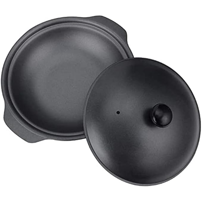 ريحني مقلاة من الحديد الزهر غير اللاصقة بغطاء أسود، صينية غير لاصقة مناسبة لشخص واحد أو متعدد، طاولة صغيرة صغيرة بعرض ووك أسود 22 سم - Image 1