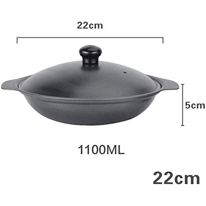 ريحني مقلاة من الحديد الزهر غير اللاصقة بغطاء أسود، صينية غير لاصقة مناسبة لشخص واحد أو متعدد، طاولة صغيرة صغيرة بعرض ووك أسود 22 سم - Image 5