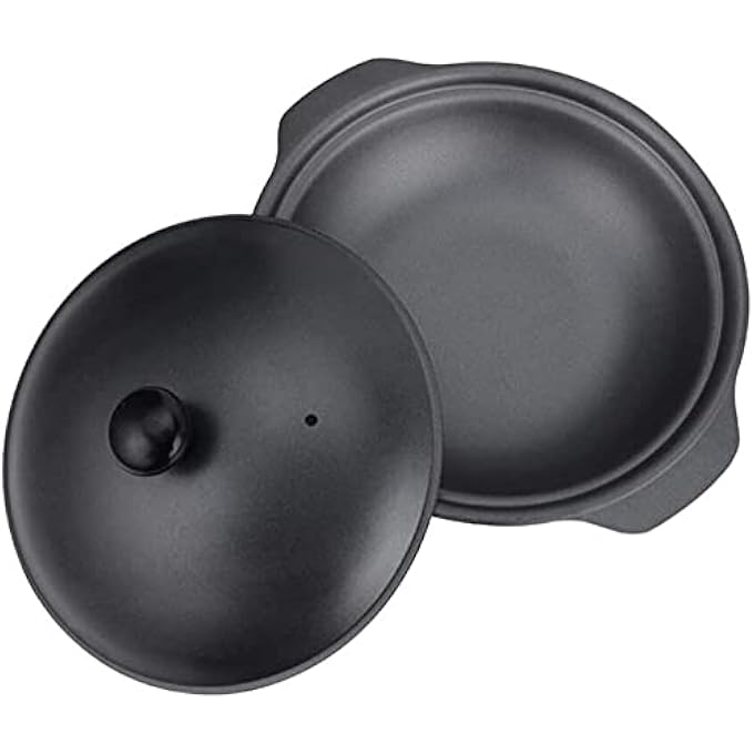 ريحني مقلاة من الحديد الزهر غير اللاصقة بغطاء أسود، صينية غير لاصقة مناسبة لشخص واحد أو متعدد، طاولة صغيرة صغيرة بعرض ووك أسود 22 سم - Image 3