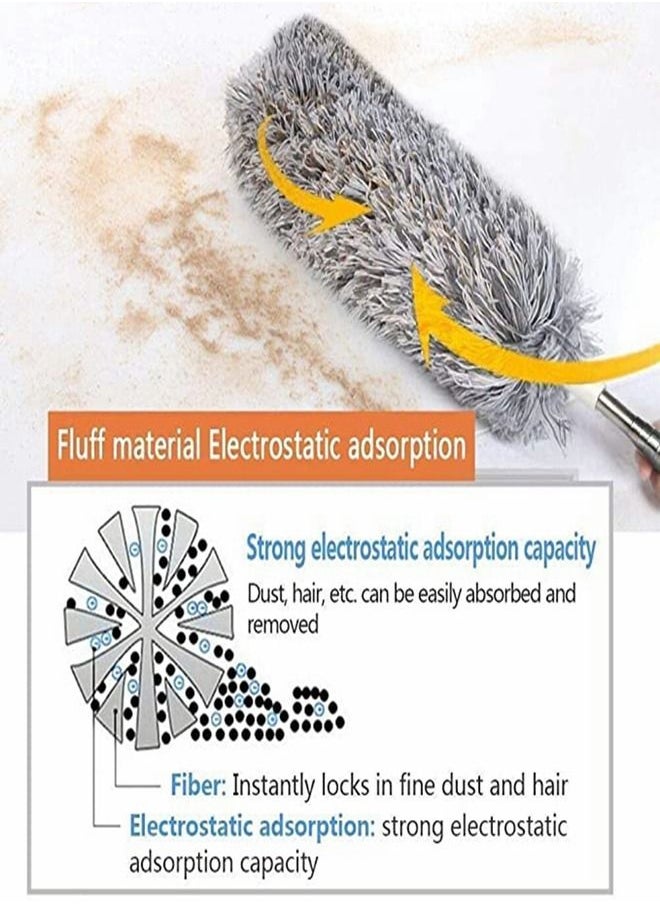 HomarKet - Microfiber Duster with Extension Pole with Protective Head Cap No Scratch to Ceiling Extra Long 110 inches Feather Duster for Cleaning High Ceiling Fan Interior Roof Cobweb and Gap Dust - Image 1
