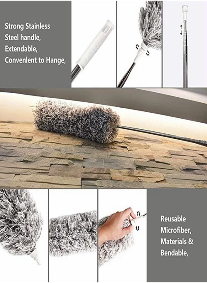 HomarKet - Microfiber Duster with Extension Pole with Protective Head Cap No Scratch to Ceiling Extra Long 110 inches Feather Duster for Cleaning High Ceiling Fan Interior Roof Cobweb and Gap Dust - Image 1