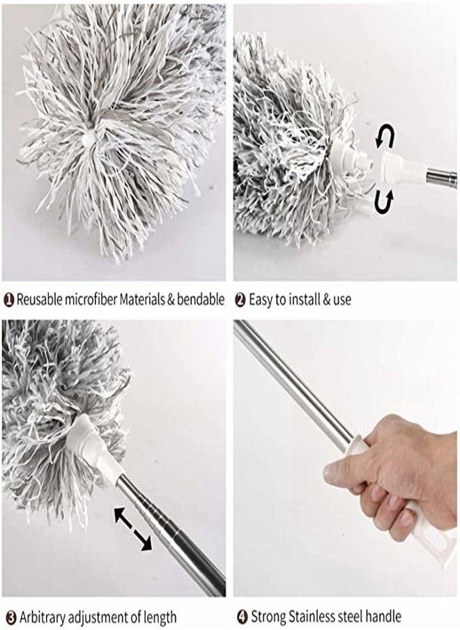 HomarKet - Microfiber Duster with Extension Pole with Protective Head Cap No Scratch to Ceiling Extra Long 110 inches Feather Duster for Cleaning High Ceiling Fan Interior Roof Cobweb and Gap Dust - Image 1