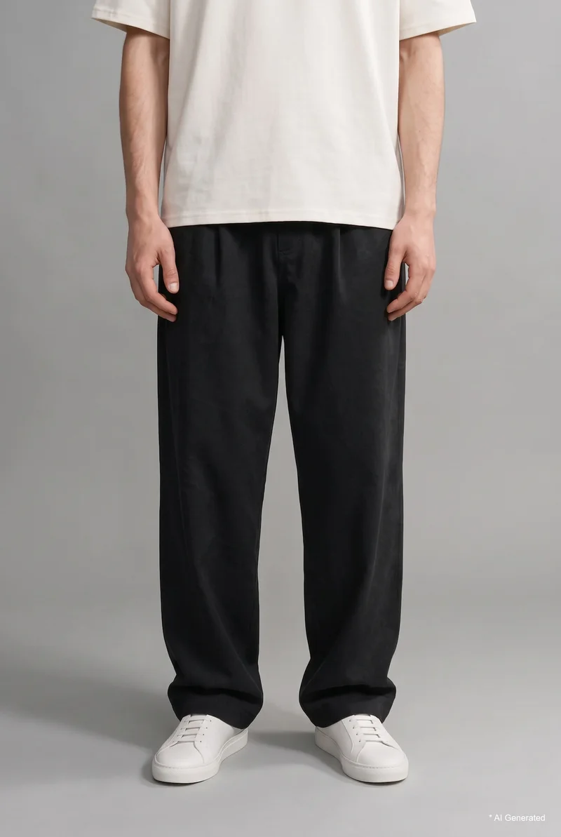 Defacto  Balloon Fit Long Black Trousers for Men | Best Price UAE