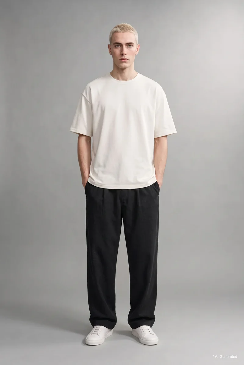 Balloon Fit Long Black Trousers