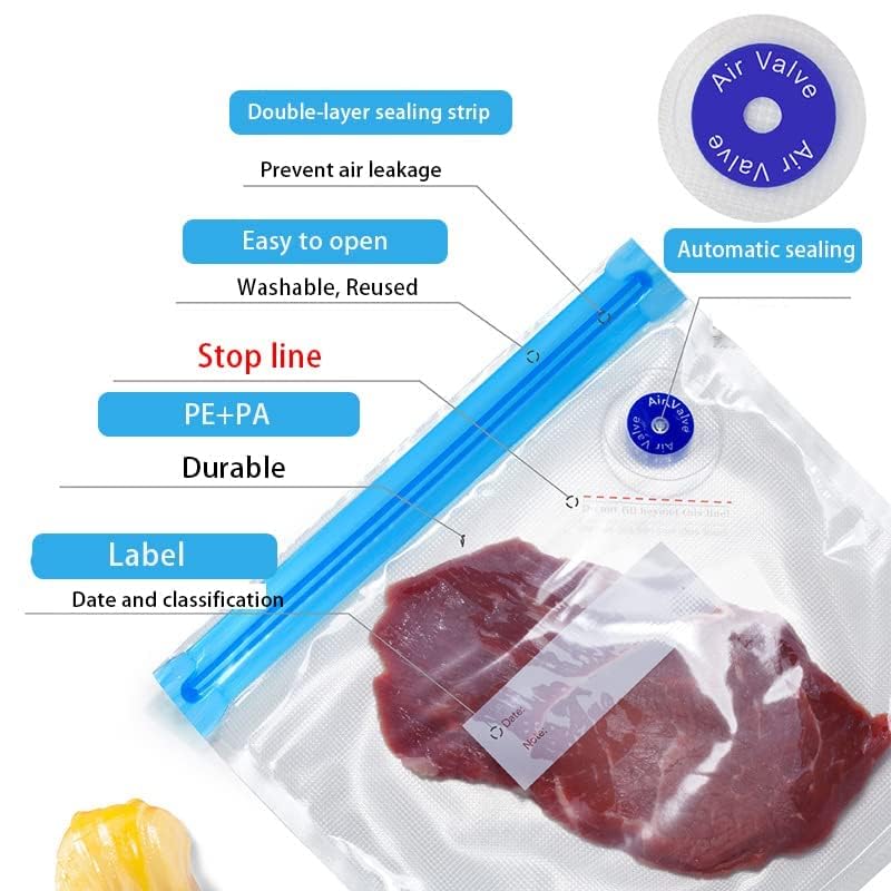 HaRvic HaRvic 3 pcs Vacuum Sealer Zipper Bags Sous Vide bags for food BPA Free Reusable Resalable with Air Valve Double Layers Food Storage 30X34  - Image 5