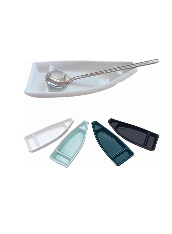 TOPY TOPYOKK Coffee Spoon Rest for Coffee Bar Tea Spoon Rest Small Spoon Rest for Coffee Station Coffee Spoon Tray Farmhouse Cute Mini Coffee Spoon and Rest Set of 2 Pieces (White)  - Image 1