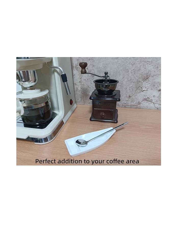 TOPY TOPYOKK Coffee Spoon Rest for Coffee Bar Tea Spoon Rest Small Spoon Rest for Coffee Station Coffee Spoon Tray Farmhouse Cute Mini Coffee Spoon and Rest Set of 2 Pieces (White)  - Image 3