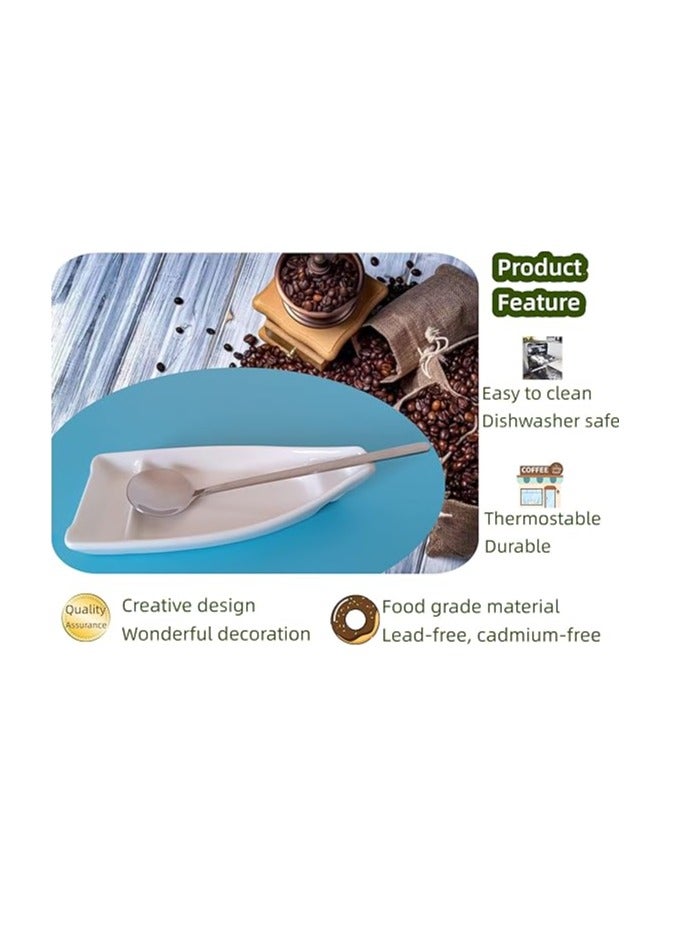 TOPY TOPYOKK Coffee Spoon Rest for Coffee Bar Tea Spoon Rest Small Spoon Rest for Coffee Station Coffee Spoon Tray Farmhouse Cute Mini Coffee Spoon and Rest Set of 2 Pieces (White)  - Image 5