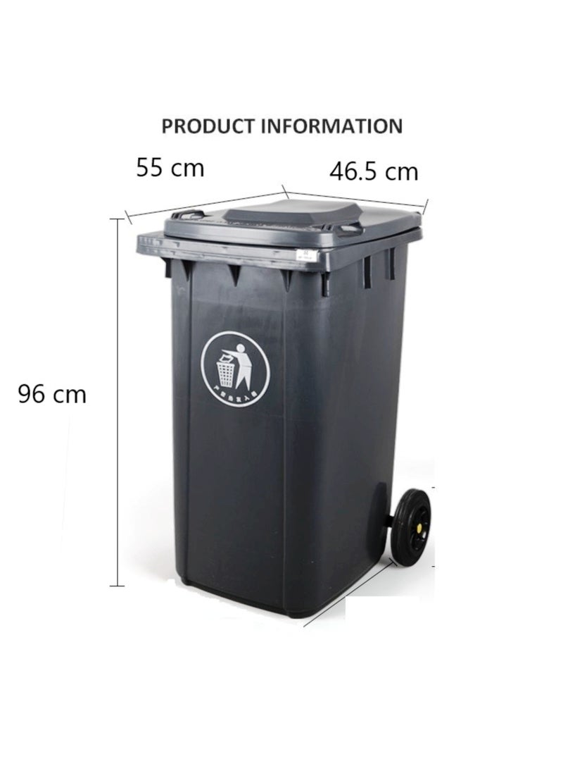 Amber Home Plastic Trash Bin Garbage Bin Outdoor Large Recycling bin 120 Liter Commercial Waste Bin Wheeled Trash Can with Lid Dustbin for Kitchen, Schools, Offices, Restaurants, Parks, Roadsides (Black) - Image 2