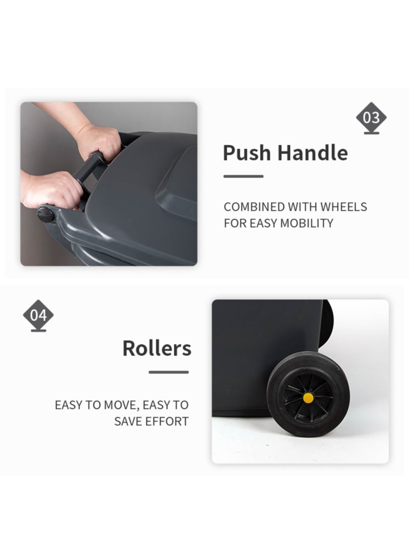 Amber Home Plastic Trash Bin Garbage Bin Outdoor Large Recycling bin 120 Liter Commercial Waste Bin Wheeled Trash Can with Lid Dustbin for Kitchen, Schools, Offices, Restaurants, Parks, Roadsides (Black) - Image 4