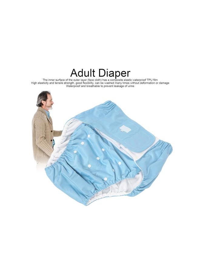 WYBOT - Adult Cloth Diaper Washable Diapers Elderly Cloth Diaper Waterproof Breathable Incontinence Pants Reusable Adjustabl Underwear Overnight Leakfree for Elderly Incontinence Care(Blue) - Image 1