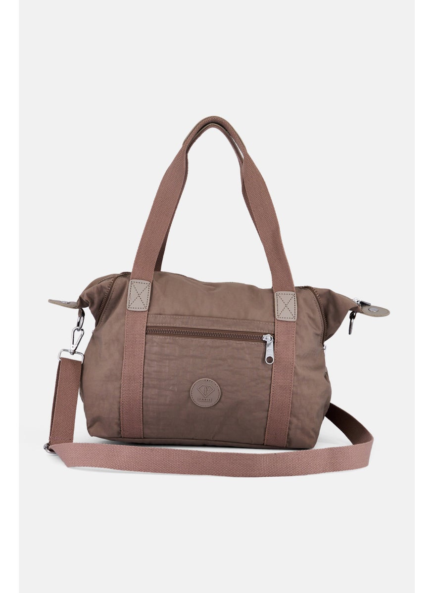 I Love Fashion Women Brand Logo Cross Body Bag 33 L x 29 H x 17 W cm, Taupe  - Image 2