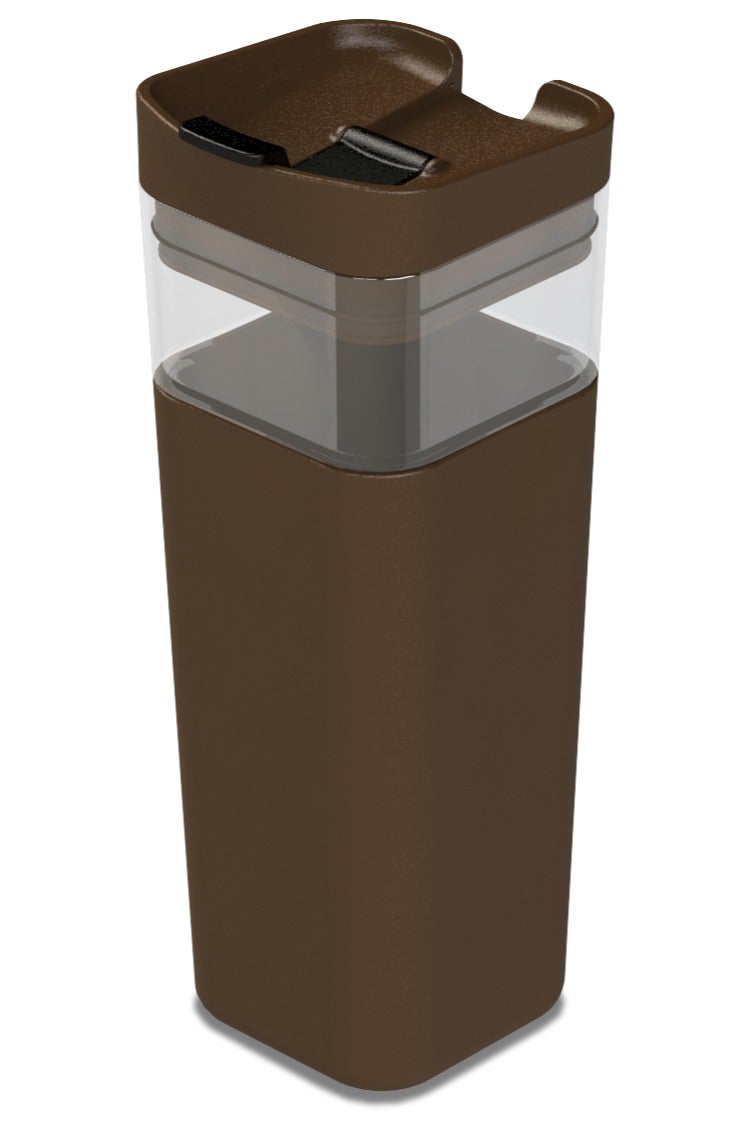 Kafe in the Box UNIQUE - Brown | 16 oz/480 ml | Reusable Coffee & Tea Cup | BPA Free | Stylish & Convenient | Dishwasher Safe | Hot/Cold Sleeve | Eco-Friendly