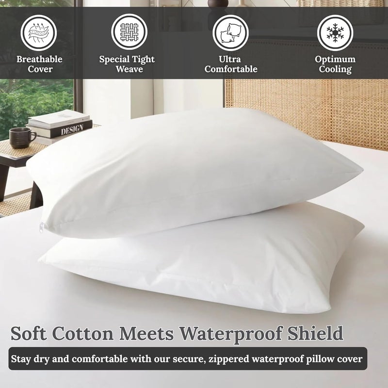 FOAM CRAFT Foamcraft Waterproof Pillow Protectors - Zippered Pillow Covers, 100% Waterproof Microfiber, Dust Mite Proof, Hotel Quality (2 Pack, 50 x 75cm) - Image 4
