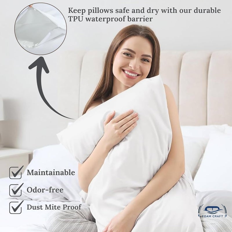 FOAM CRAFT Foamcraft Waterproof Pillow Protectors - Zippered Pillow Covers, 100% Waterproof Microfiber, Dust Mite Proof, Hotel Quality (2 Pack, 50 x 75cm) - Image 5