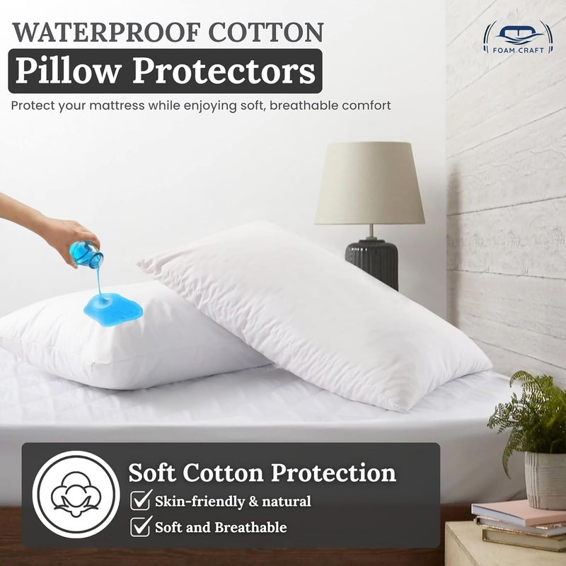 FOAM CRAFT Foamcraft Waterproof Pillow Protectors - Zippered Pillow Covers, 100% Waterproof Microfiber, Dust Mite Proof, Hotel Quality (2 Pack, 50 x 75cm) - Image 3