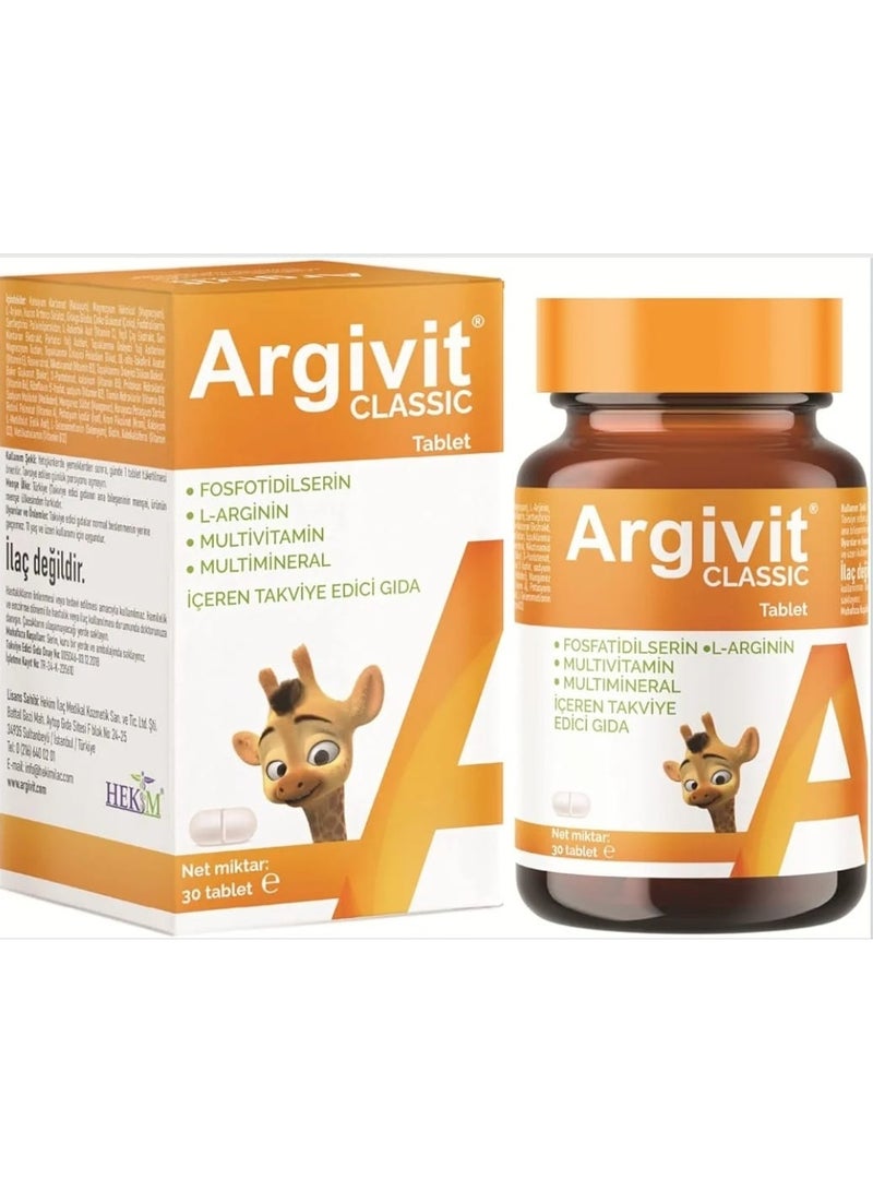 Argivit Argevit Classic Multivitamin Tablets for Growth and Height Support for Children and Adolescents, 30 Tablets - Image 2