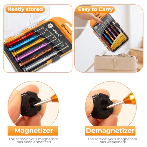 MULWARK Small Screwdriver Set, 6pcs Magnetic Mini Screwdriver Set, Micro Precision Flathead and Phillips Glasses Screwdriver with Case for Eyeglasses, Watches, Electronics, Phone And Computer - Image 4