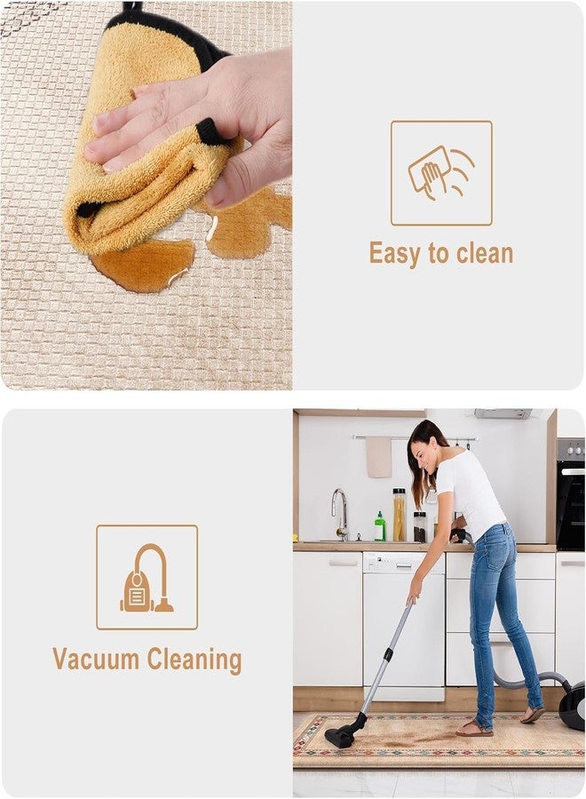 Calyrex 2Pcs Kitchen Rugs, Cushioned Anti Fatigue Kitchen Mat PVC Non Slip Waterproof Rug Runner Comfort Standing Floor Mats Kitchen Carpet Set for Sink, Laundry - Image 4