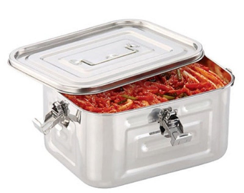 Kitchen Flower Stainless Steel Rectangular Kimchi Food Storage Container (8L / 271oz / 12"") - Image 2