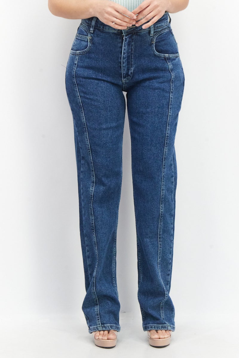 Reserved Women Regular Fit Solid Stretchable Denim, Blue - Image 1