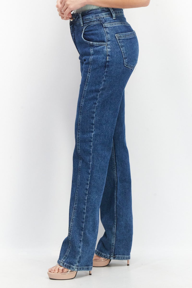 Reserved Women Regular Fit Solid Stretchable Denim, Blue - Image 3