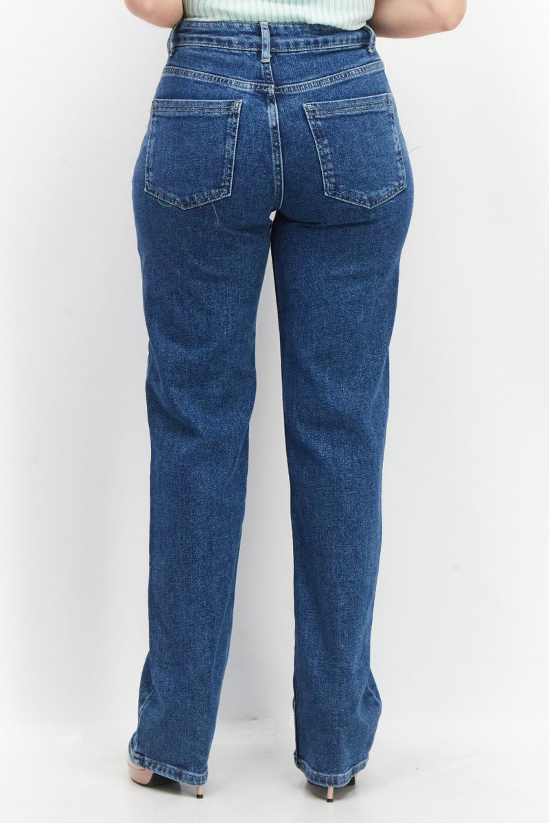 Reserved Women Regular Fit Solid Stretchable Denim, Blue - Image 2