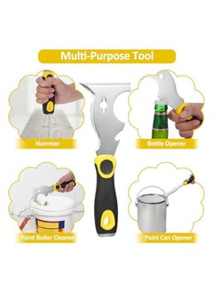 PROMASS 420 Stainless Steel Multifunctional Putty Shovel with Two-Color Anti-Slip Handle, Paint Scraper 10 in 1 Putty Knife Multi-Use Painters Tool, Taping Knife, Paint Scraper Tool with Hammer End  - Image 2