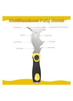 PROMASS 420 Stainless Steel Multifunctional Putty Shovel with Two-Color Anti-Slip Handle, Paint Scraper 10 in 1 Putty Knife Multi-Use Painters Tool, Taping Knife, Paint Scraper Tool with Hammer End  - Image 4