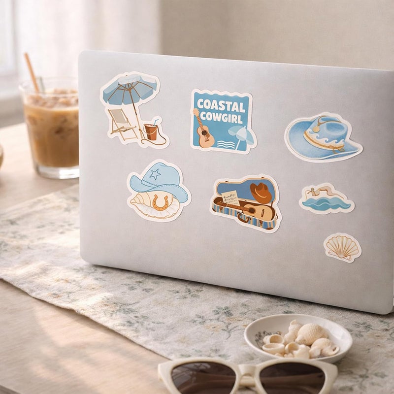 QTL Blue Cowgirl Stickers for Teens Girls, Waterproof Vinyl Stickers for Summer Party Favors and Birthday Gifts, Ideal for Water Bottles, Laptops, 50PCS - Image 4