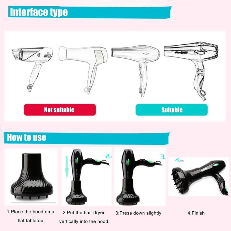 windforgecraft Diffuser Nozzle for Hair Dryer,Diffuser Nozzle Attachment for Barbershop | Hair Styling Tools for Bathroom, Bedroom, Apartment, Hotel and Barbershop Borato - Image 5