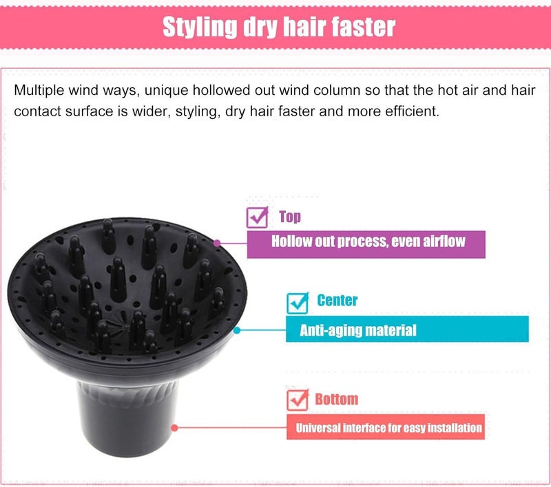 windforgecraft Diffuser Nozzle for Hair Dryer,Diffuser Nozzle Attachment for Barbershop | Hair Styling Tools for Bathroom, Bedroom, Apartment, Hotel and Barbershop Borato - Image 4