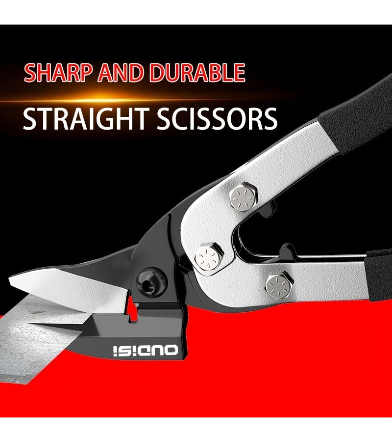 OUDISI Heavy Industrial Shear Scissors Chrome Vanadium Steel Multifunctional Labor Saving Aviation Shear Vertical Left Bending Metal Plate Professional Scissors PVC Pipe Cutting And Wire Cutting Ergonomic Anti Slip Handle Bent Iron Scissors - Image 3