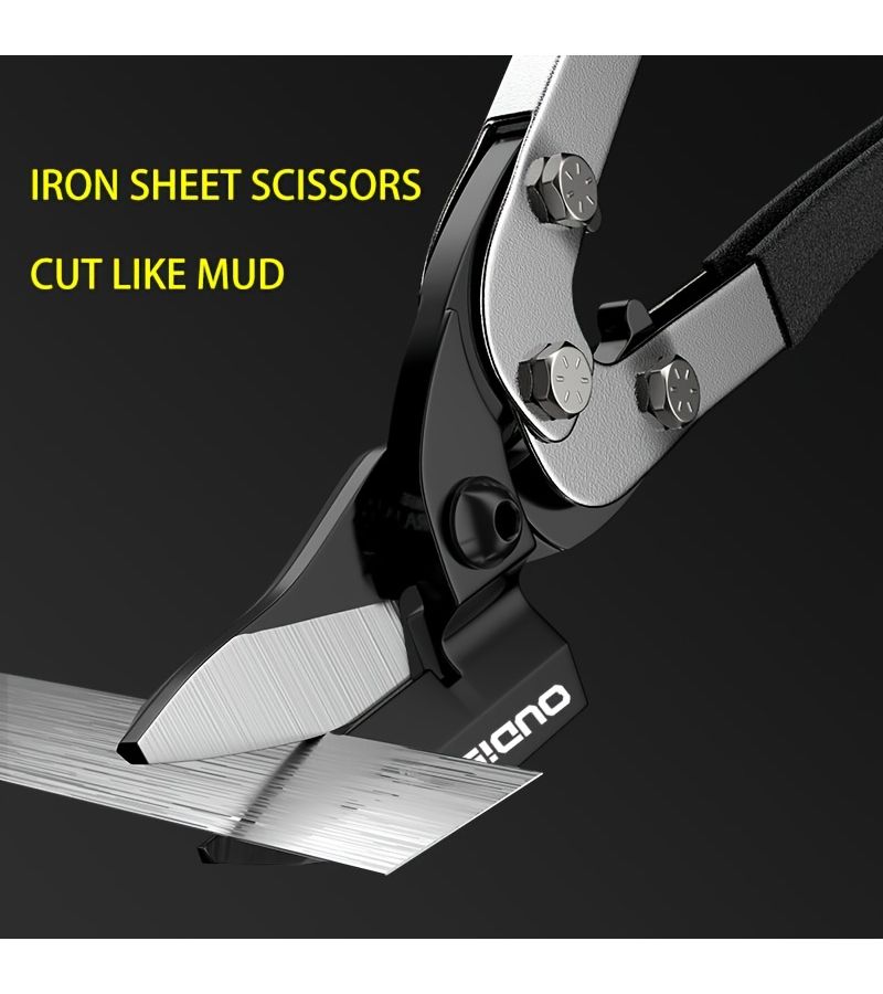 OUDISI Heavy Industrial Shear Scissors Chrome Vanadium Steel Multifunctional Labor Saving Aviation Shear Vertical Left Bending Metal Plate Professional Scissors PVC Pipe Cutting And Wire Cutting Ergonomic Anti Slip Handle Bent Iron Scissors - Image 1