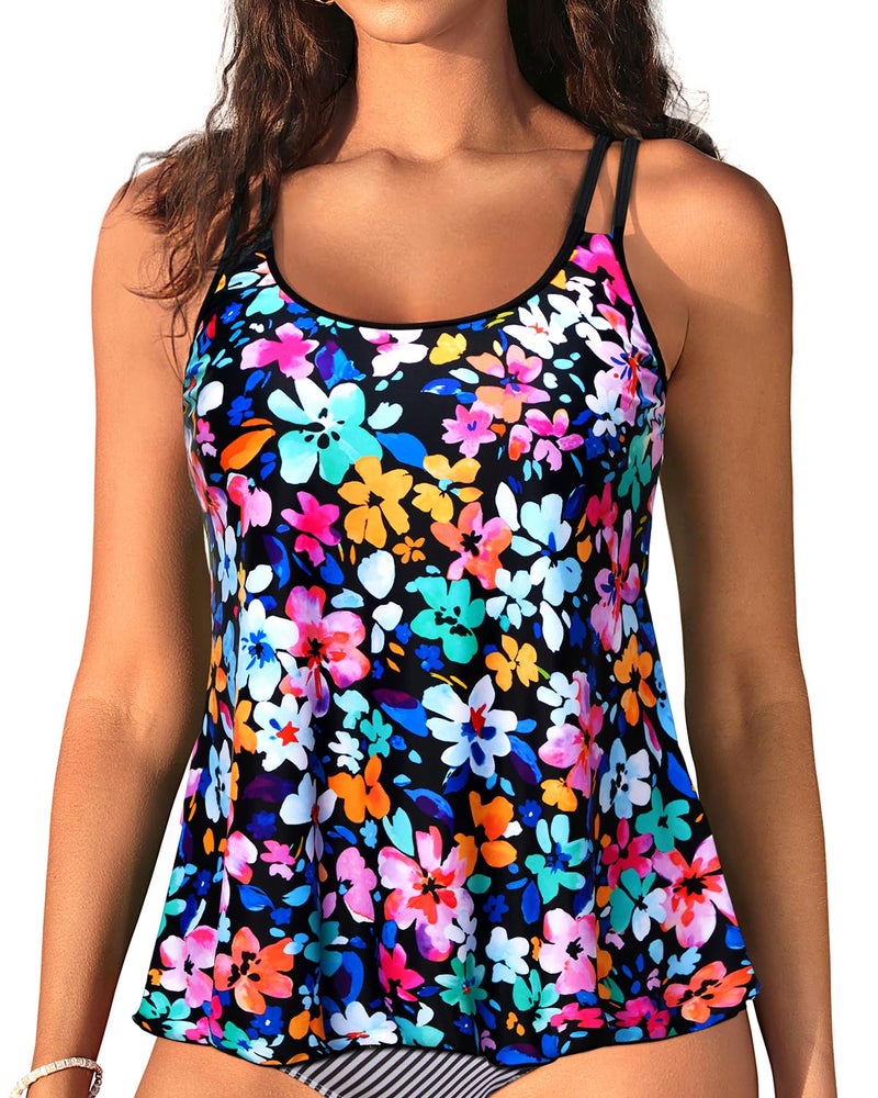 Talisea Womens Flowy Tankini Tops Only - Modest Bathing Suit Loose Fit Swimsuit Swim Tops No Bottom 2025 (Available in Plus) - Image 1