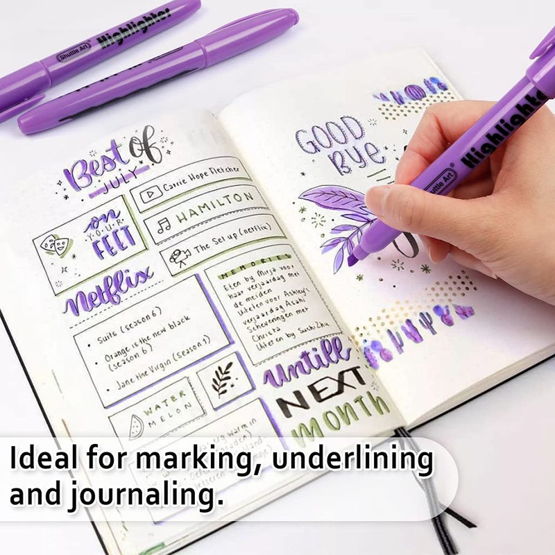 Shuttle Art Highlighters, 30 Pack Purple Highlighters Bright Colors, Chisel Tip Dry-Quickly Non-Toxic Highlighter Markers for Adults Kids Highlighting in Home School Office - Image 5